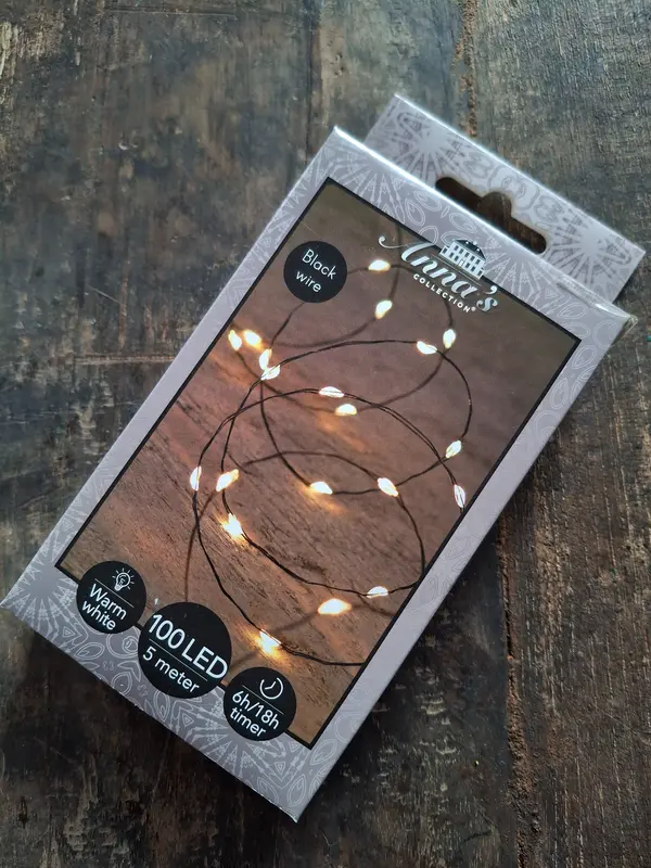 Zwart lichtsnoer - 500 cm - 100 LEDs