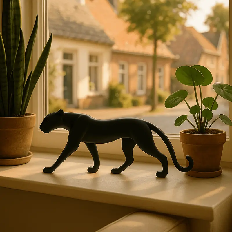 Zwarte panter decoratie – minimalistisch dierenbeeldje